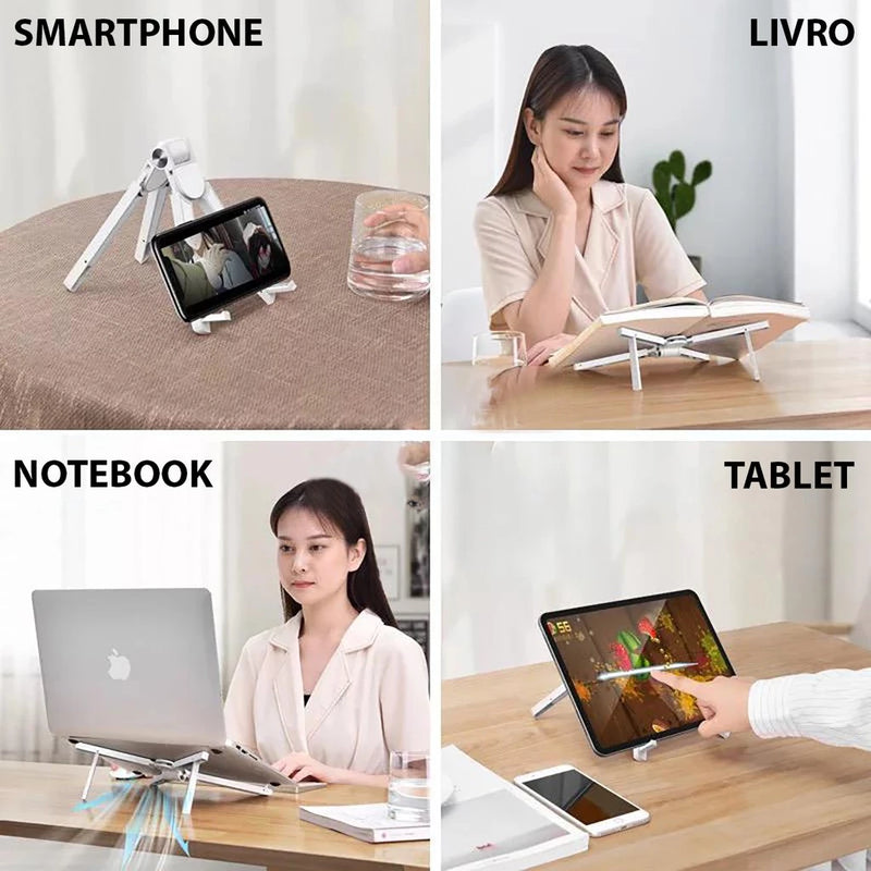 Suporte Portátil de ABS para Notebook, Celular, Tablet e Livro