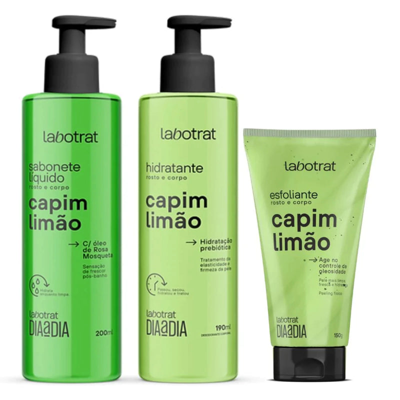 Kit Dia a Dia Cuidados Diários Rosto e Corpo Esfoliante, Hidratante e Sabonete Labotrat