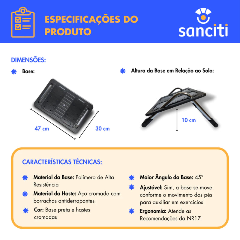 Apoio para os Pés Ergonômico NR17 Anti Derrapante