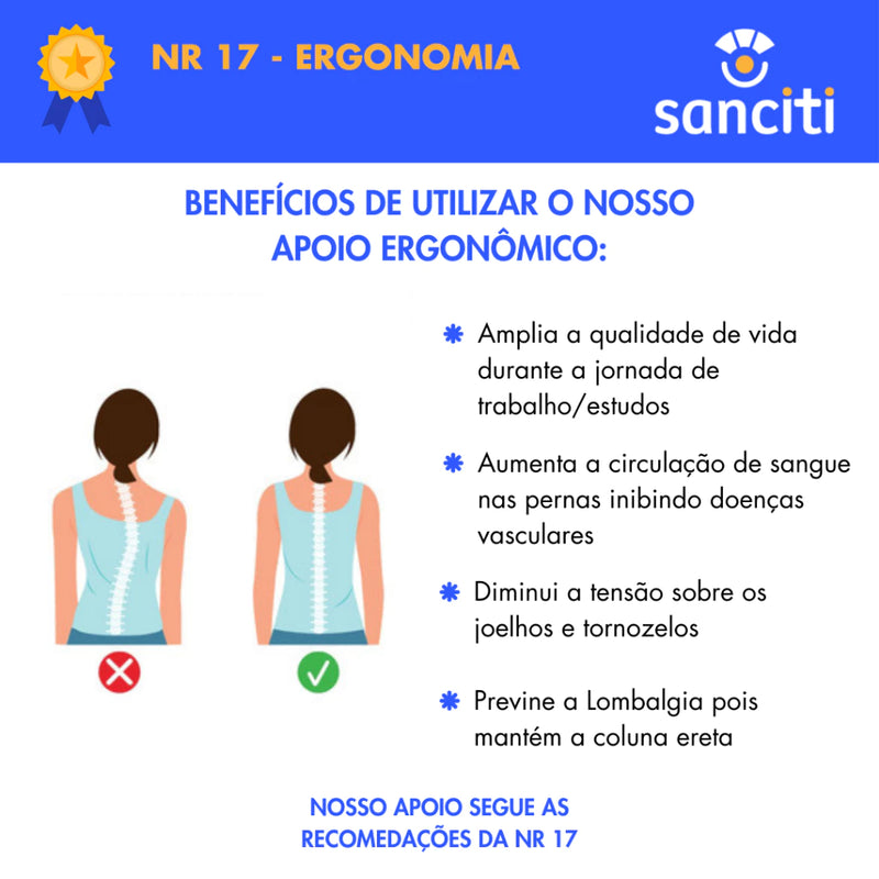 Apoio para os Pés Ergonômico NR17 Anti Derrapante