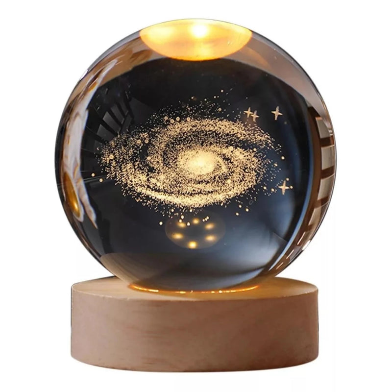 Mini Luminária Led Globo De Vidro Planetário 3d