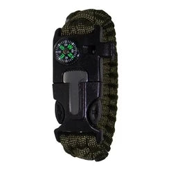 Pulseira Sobrevivência Paracord 550 + Lamina + Apito + Pederneira + Bússola