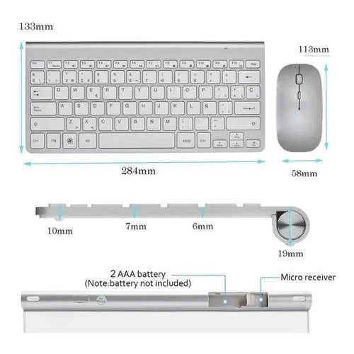 Kit Teclado e Mouse Sem Fio Usb 2.4ghz Wireless